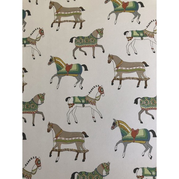 POMEGRANATE INC Horse Equestrian Paper Placemats & Cloth Napkin Set Cotton India - Picture 8 of 8